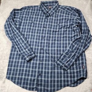 Patagonia Shirt Mens 2XL Blue Plaid Organic Cotton Flannel Button Down Casual